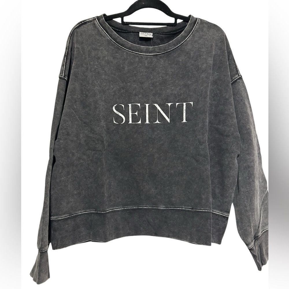 Seint Beauty Official Distressed Acid Wash Cropped Crewneck Sweatshirt Size 2XL